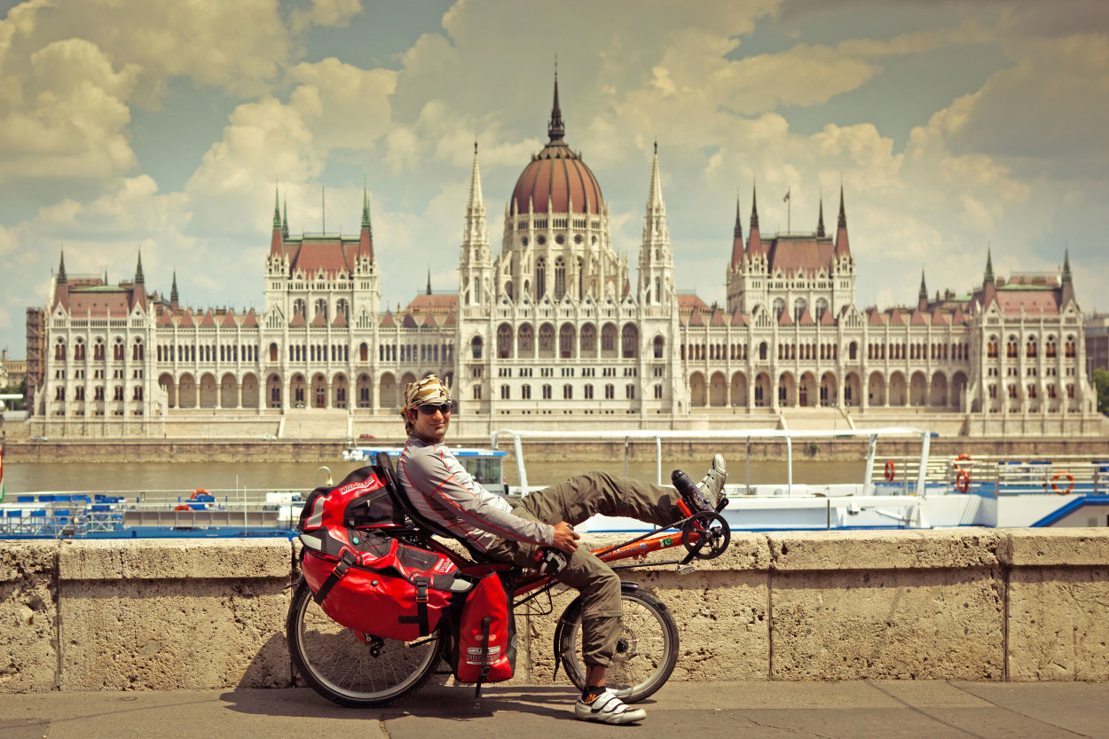 In front of Budapest Parliament across Danube River